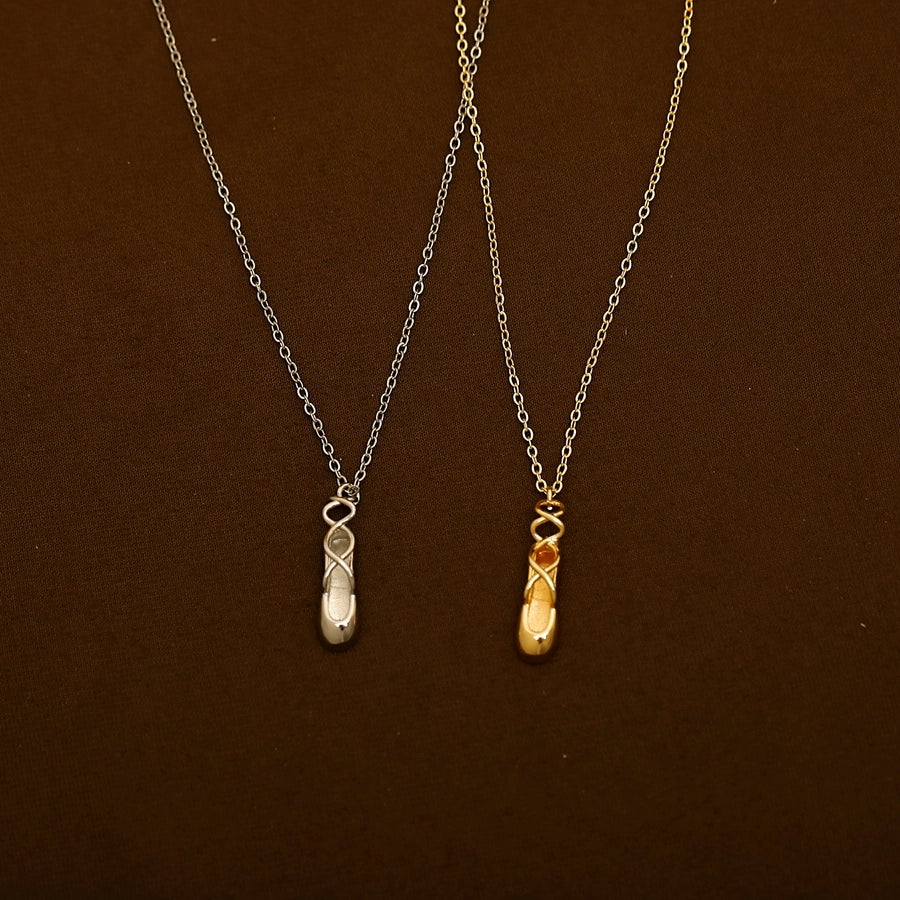 Copper 16K Gold Plated White Gold Plated Color Block Dancing shoes Pendant Necklace