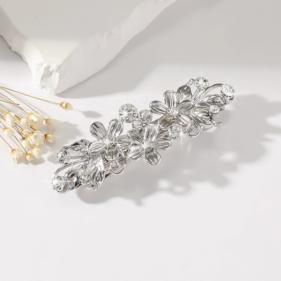 Women's Elegant Flower Alloy Inlay Zircon Hair Clip