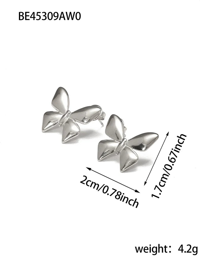 1 Pair Elegant Bow Knot 304 Stainless Steel 18K Gold Plated Drop Earrings