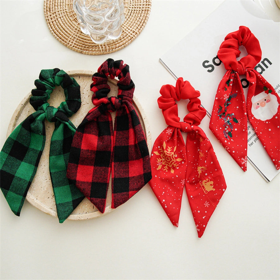 Christmas Vintage Style Women's Plaid Handmade Hair Tie