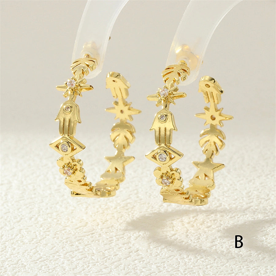 1 Pair IG Style Exaggerated Streetwear Devil's Eye  Inlay Copper Zircon 18K Gold Plated Ear Studs