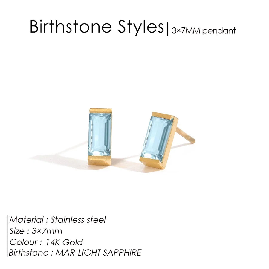 1 Pair Casual Vintage Style Classic Style Square Rectangle 304 Stainless Steel Birthstone Zircon Ear Studs