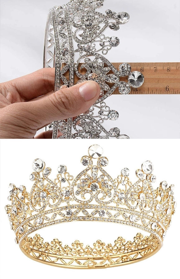 Bridal Jewelry Crown Alloy Rhinestone Wedding Headwear Baroque Hairband Round Crown  Supply
