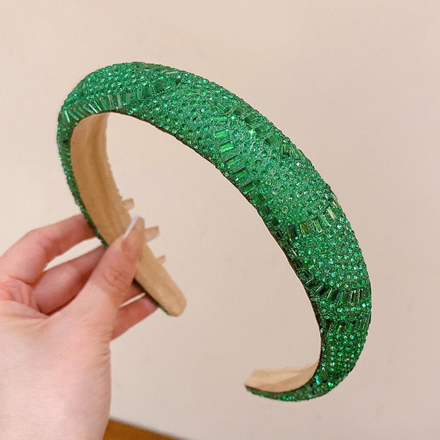 retro lady solid color rhinestone hair band