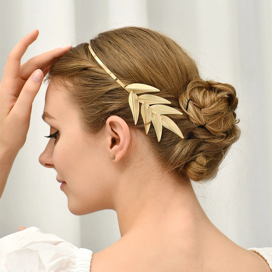 simple style leaf alloy hair band 1 piece