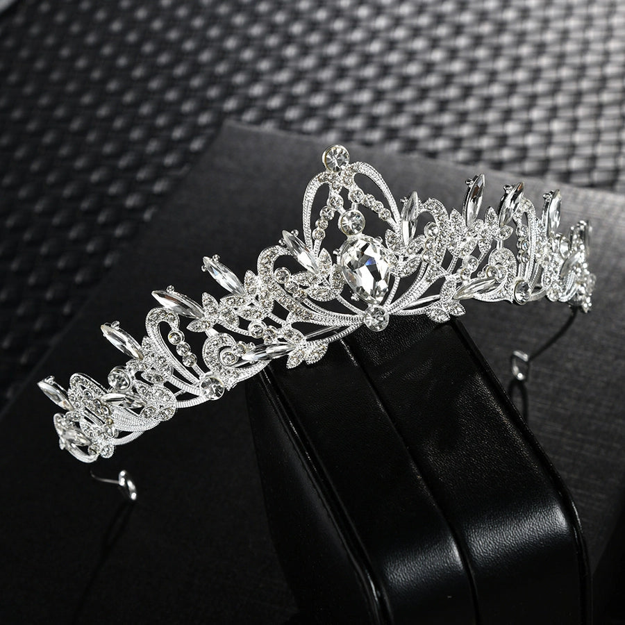 fashion crown alloy inlay zircon crown 1 piece