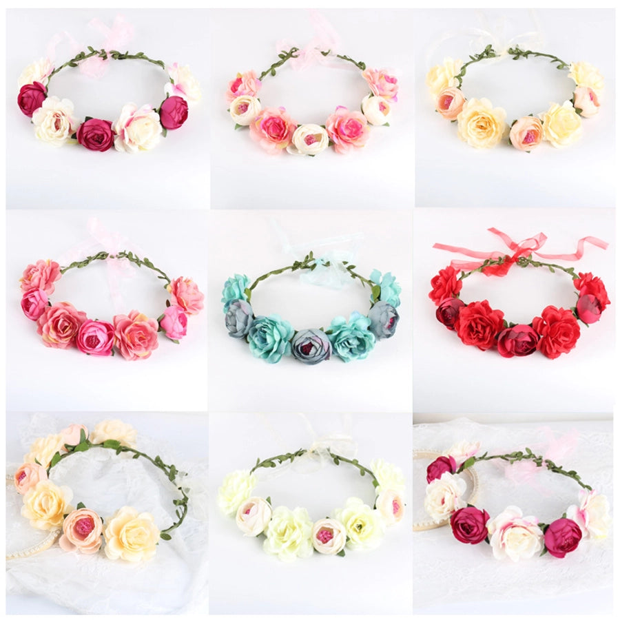 europe and the united states cross-border new headwear bohemian beach rose flower headband bride bridesmaid garland hairband