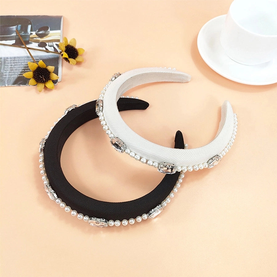 sweet solid color cloth plating inlay rhinestones hair band