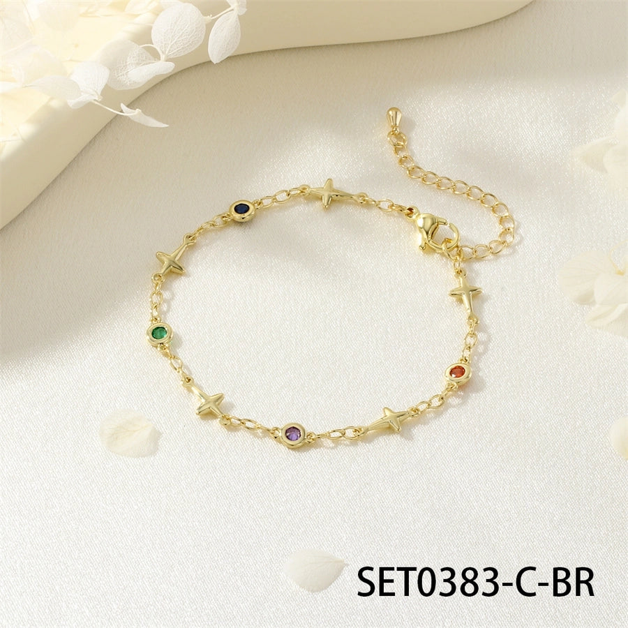 Jewelry IG Style Facial Features Eye  Face Copper Zircon Enamel Inlay Bracelets Necklace