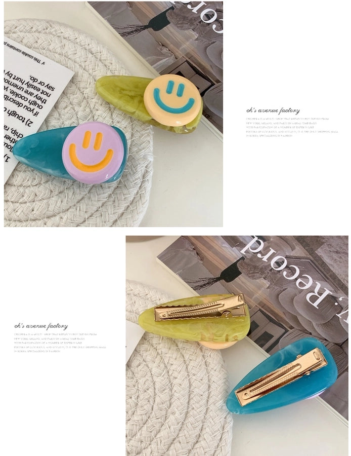 cute simple style Smile face arylic hair clip