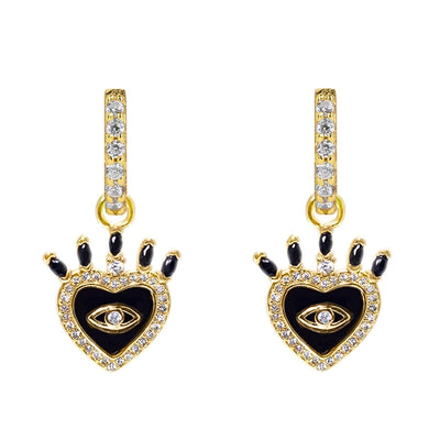 1 Pair IG Style Geometric Inlay Copper Zircon Gold Plated Earrings