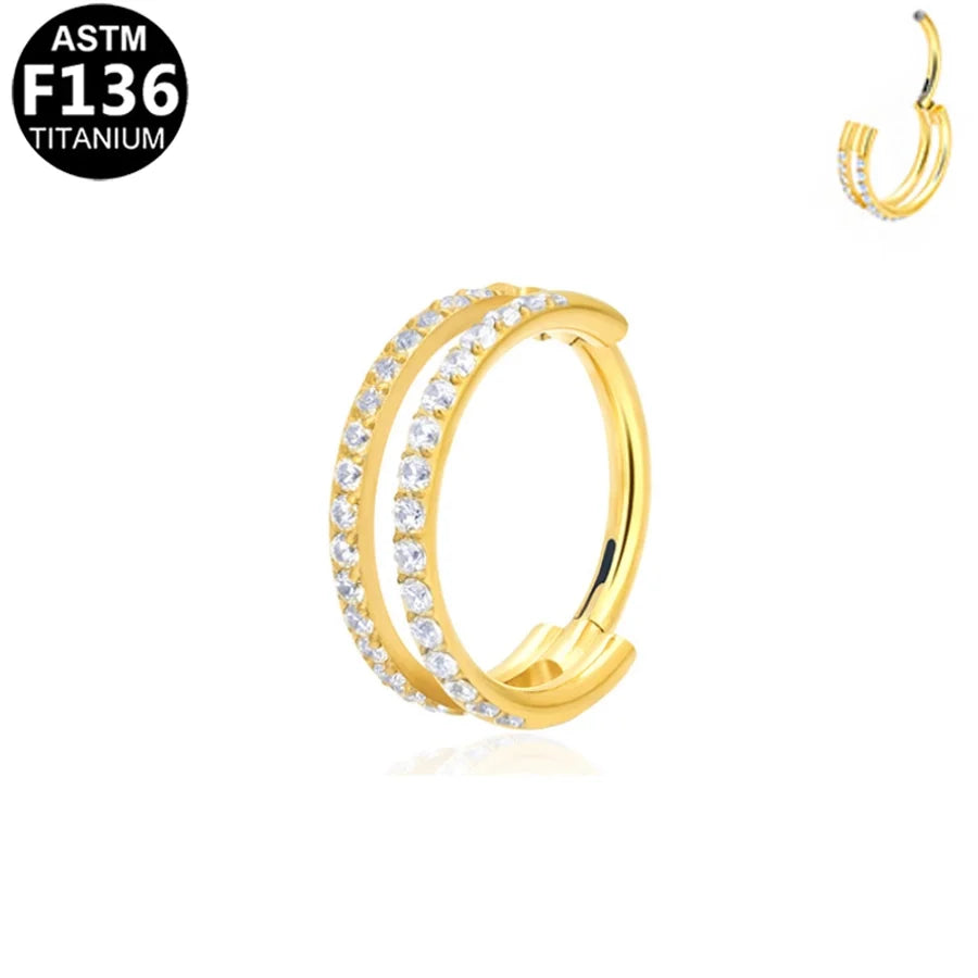 1 Piece Nose Rings & Studs Simple Style Classic Style O-Shape Pure Titanium Titanium Alloy Zircon 14K Gold Plated White Gold Plated Ear Cartilage Rings & Studs Nose Rings & Studs