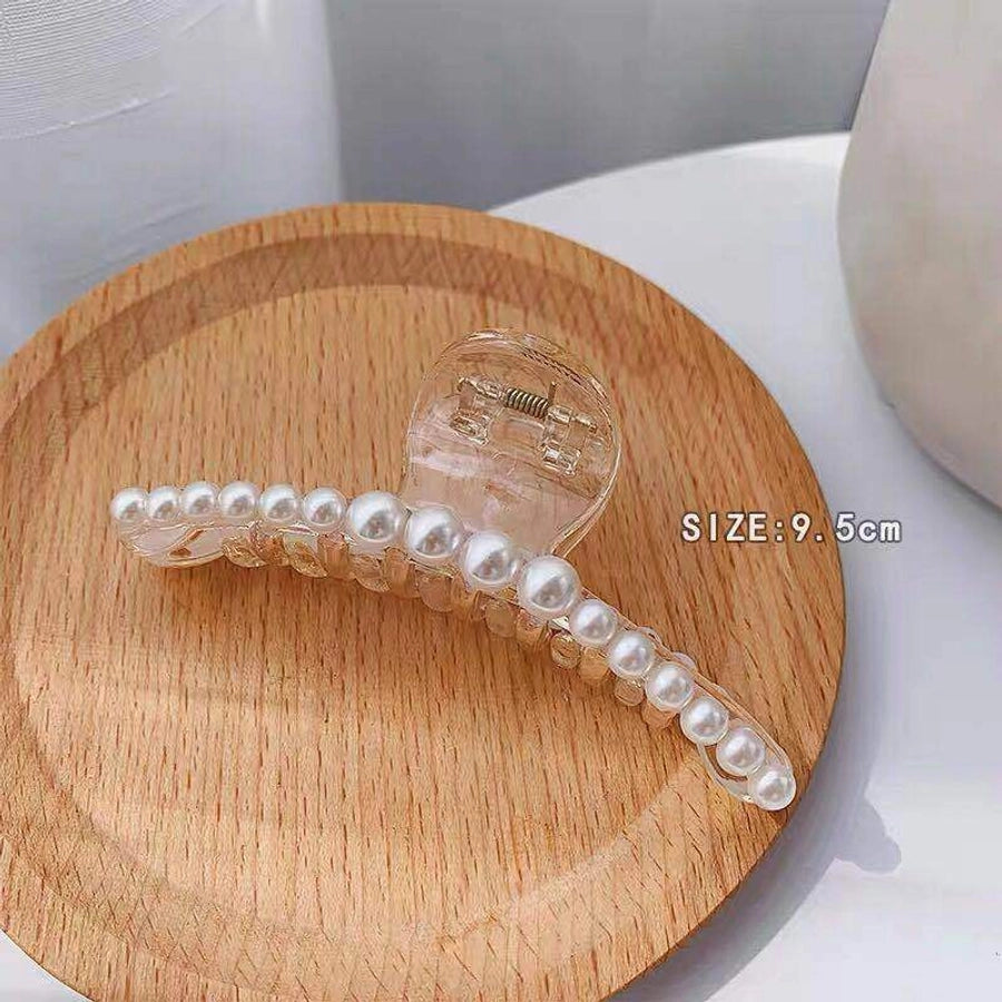 elegant geometric arylic imitation pearl hair claws 1 piece