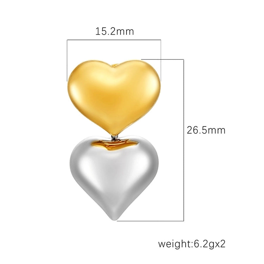 1 Pair Sweet Heart Shape 304 Stainless Steel 18K Gold Plated Drop Earrings