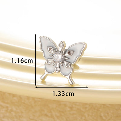 1 Piece Casual Korean Style Butterfly Copper Zircon Ear Studs