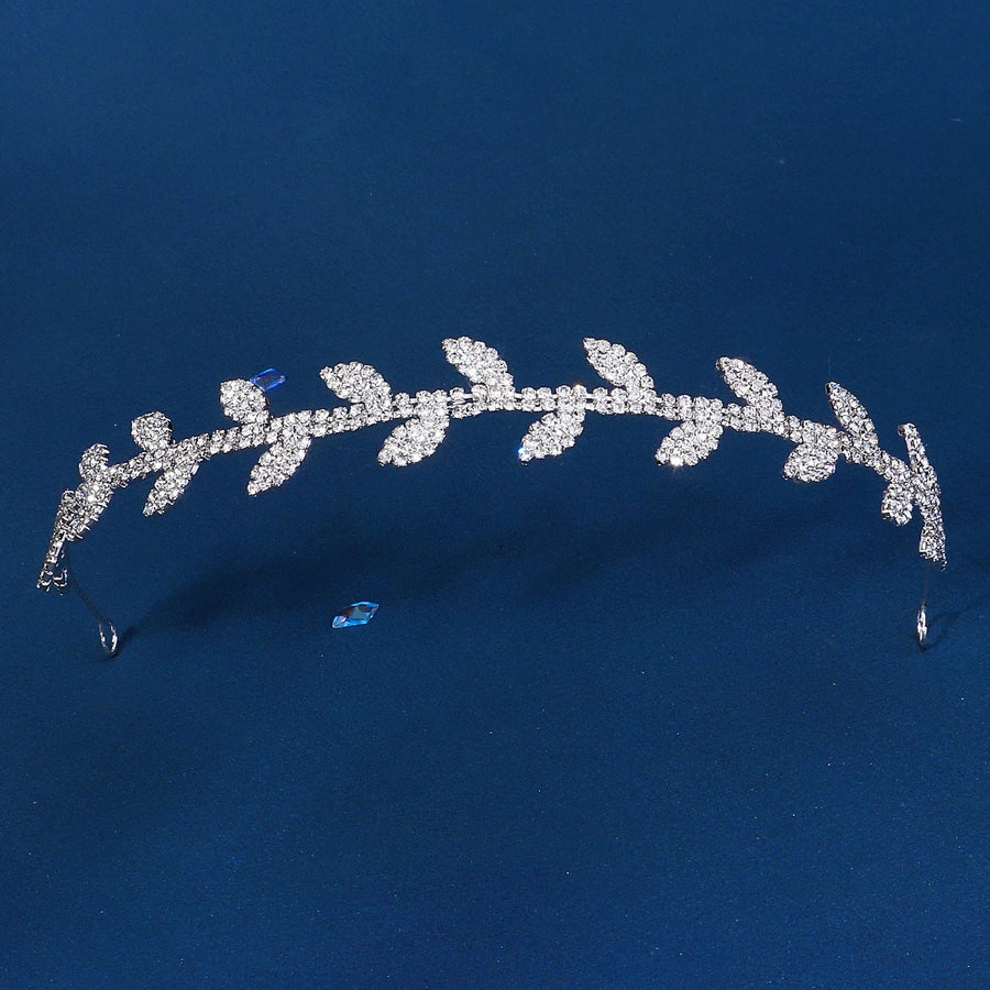 women's simple style leaf alloy plating inlay rhinestones hair band