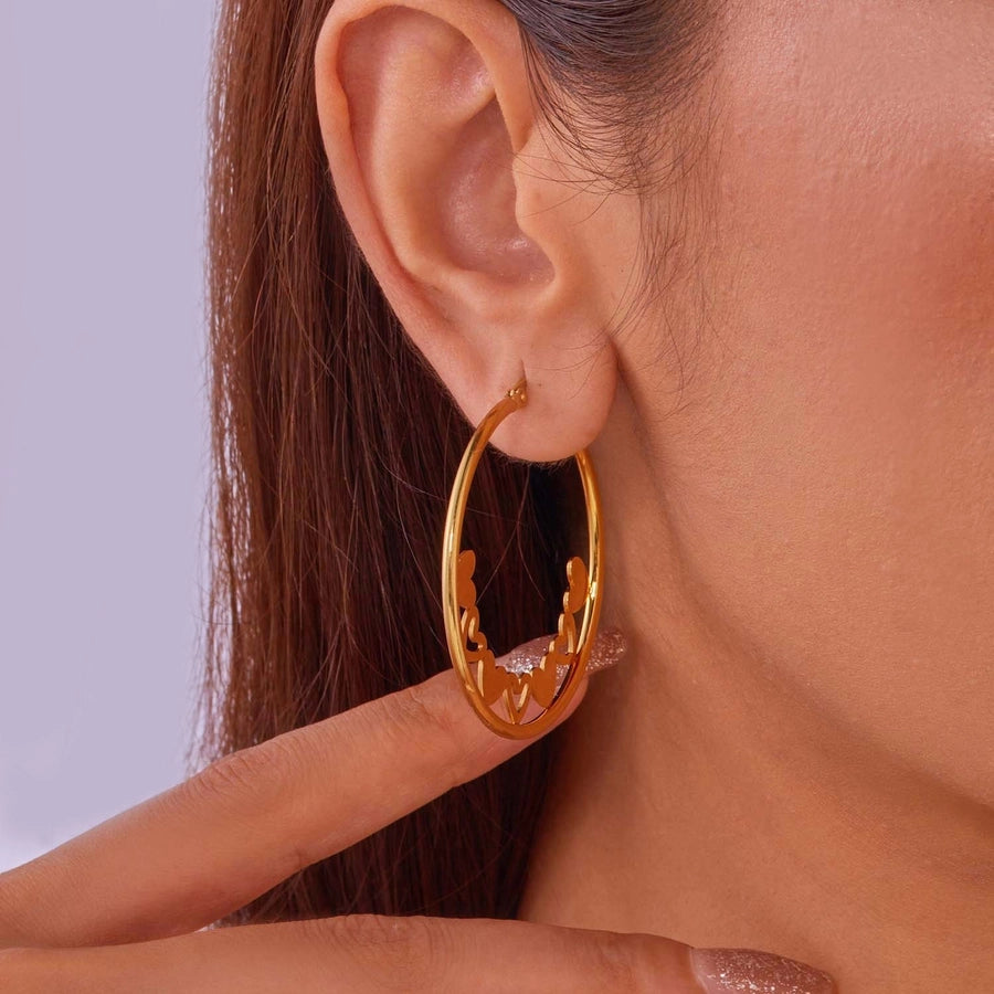 1 Pair Fairy Style Elegant Lady Round Inlay 201 Stainless Steel Rhinestones Hoop Earrings