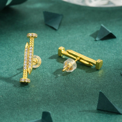 1 Pair Casual Geometric Copper Zircon 18K Gold Plated Ear Studs