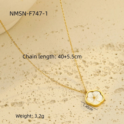Jewelry Simple Style Flower 304 Stainless Steel Shell Zircon 18K Gold Plated Inlay Bracelets Earrings Necklace