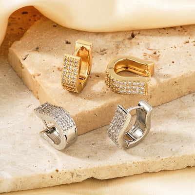 1 Pair Lady Sweet U Shape Inlay Copper Zircon K Gold Plated Rhodium Plated Earrings