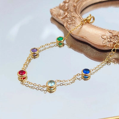 Hip-Hop Beach Streetwear Geometric 304 Stainless Steel 18K Gold Plated Artificial Rhinestones Bracelets In Bulk