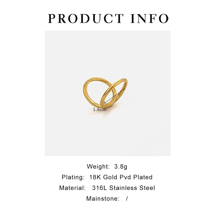 Jewelry Retro French Style IG Style Geometric 316L Stainless Steel  18K Gold Plated Irregular Open Rings