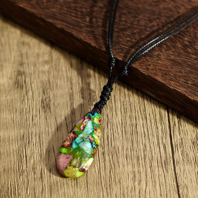 Bohemian Water Droplets Semi-precious stone rope Pendant Necklace In Bulk
