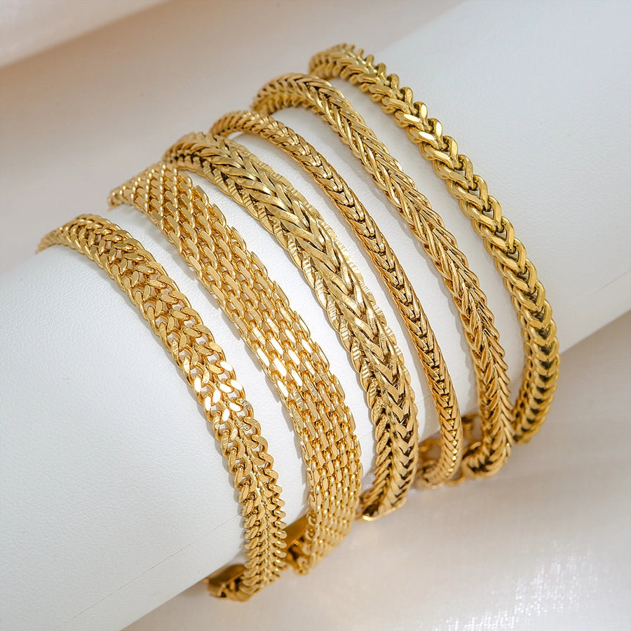 Retro Solid Color 304 Stainless Steel Bracelets In Bulk