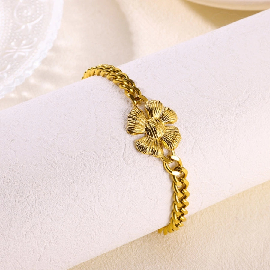 Romantic Pastoral Solid Color Flower 304 Stainless Steel Bracelets In Bulk