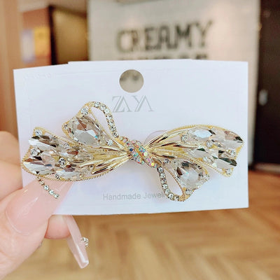 sweet bow knot artificial crystal hair clip