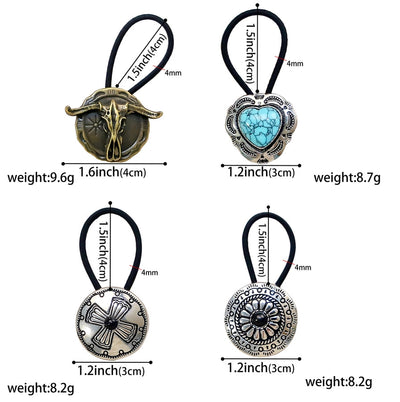 Women's Classical Ethnic Style Classic Style Cross Round Cattle Alloy Polyester Inlay Turquoise Hair Tie