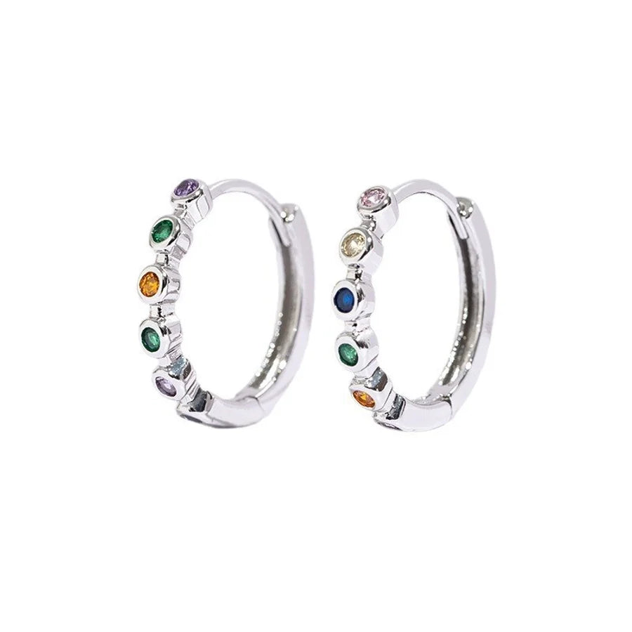 1 Pair Simple Style Geometric Plating Copper Zircon Earrings