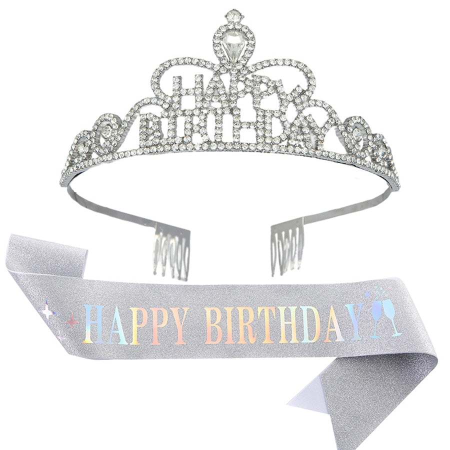 fashion letter metal inlay crown 2 piece set