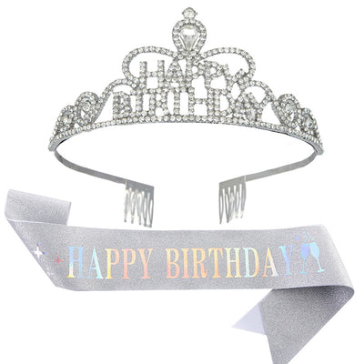 fashion letter metal inlay crown 2 piece set