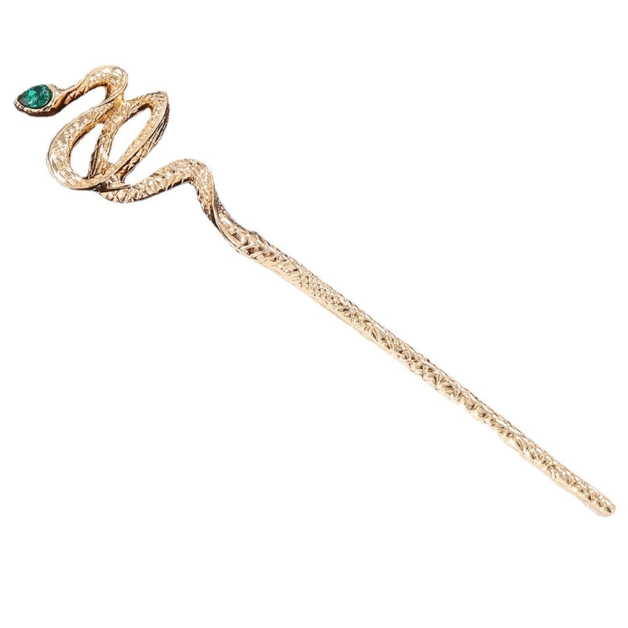 women's retro lady snake alloy plating inlay zircon hairpin