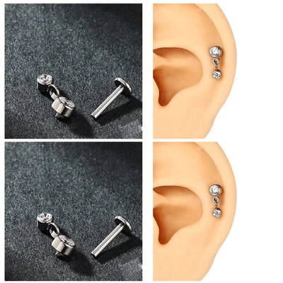 1 Piece Lip Rings Luxurious Classic Style Shiny Round Water Droplets Pure Titanium Titanium Alloy Zircon 14K Gold Plated White Gold Plated Lip Rings Ear Cartilage Rings & Studs