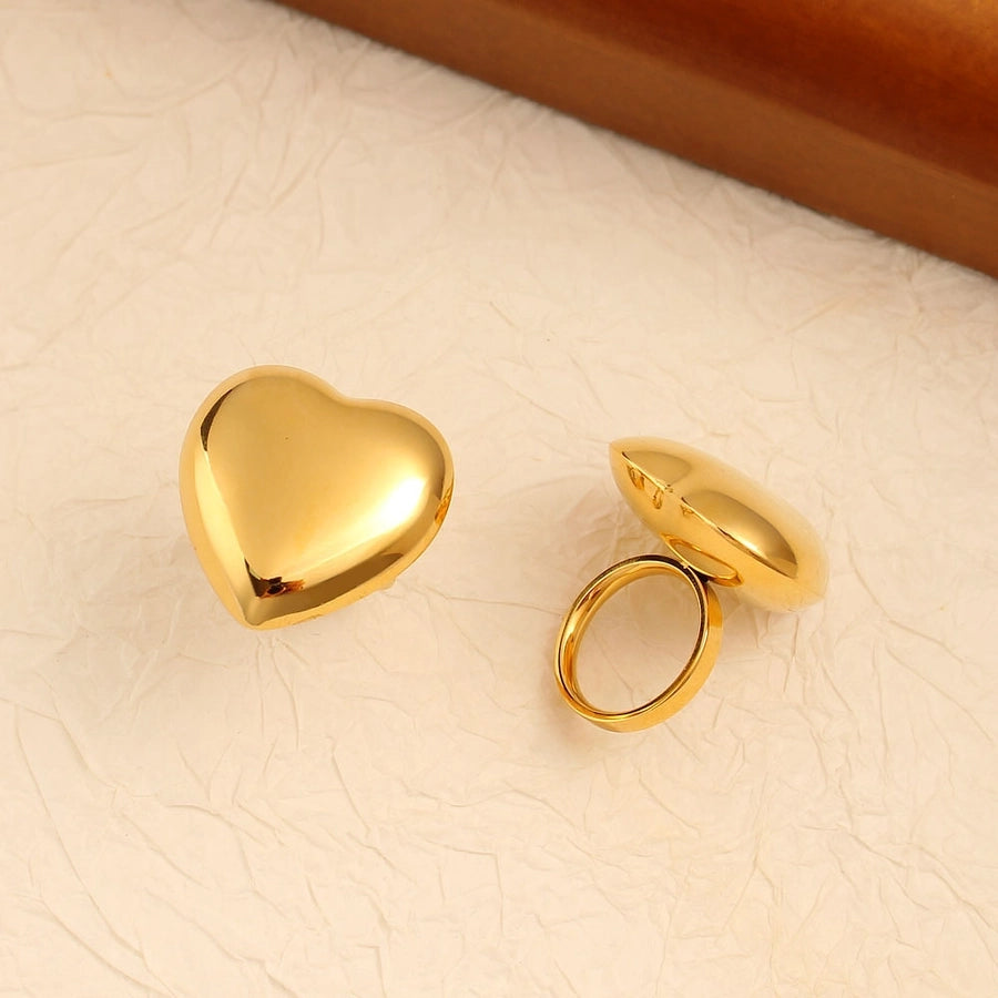 Jewelry Elegant Cute Heart Shape 304 Stainless Steel 18K Gold Plated Rings