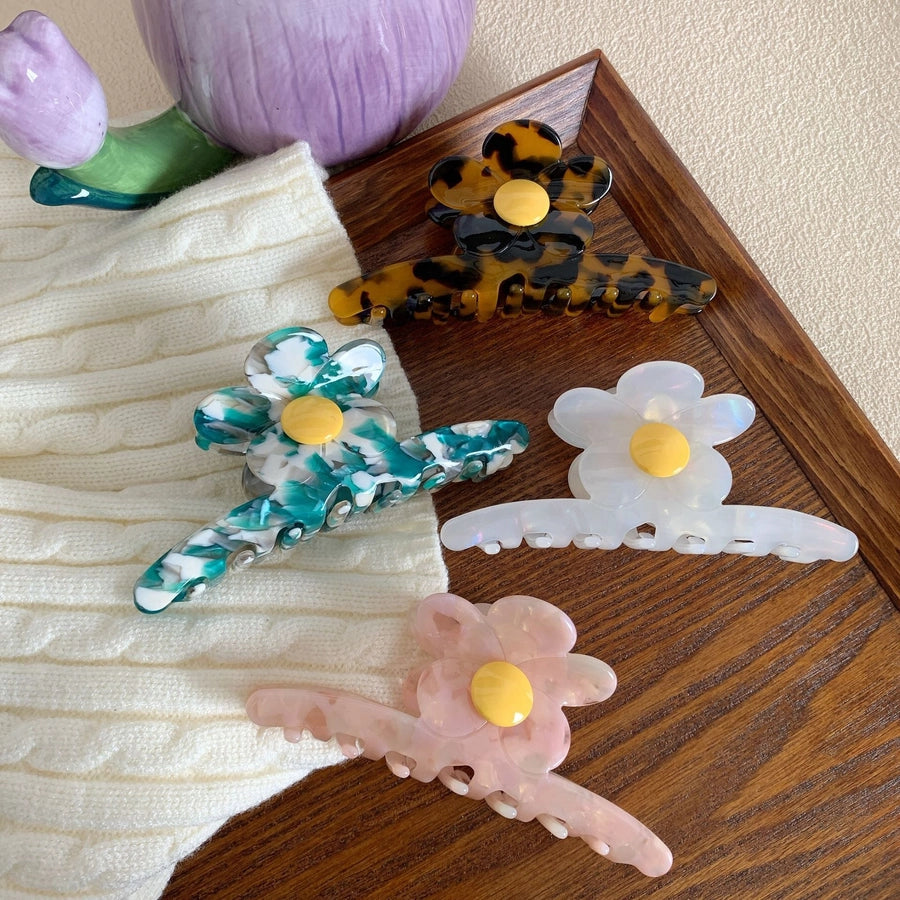 Women's Korean Style Flower Acetic acid sheets Hair Claws