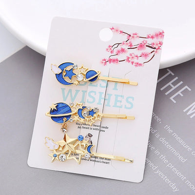 sweet geometric alloy plating rhinestones hair clip 1 set