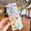 cute plaid flower bow knot cloth inlaid pearls hair tie 1 set