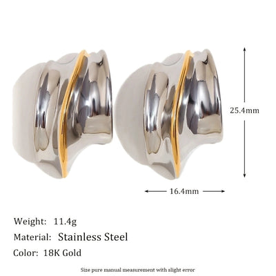 1 Pair Simple Style Geometric Mixed Metal 304 Stainless Steel 18K Gold Plated Ear Studs