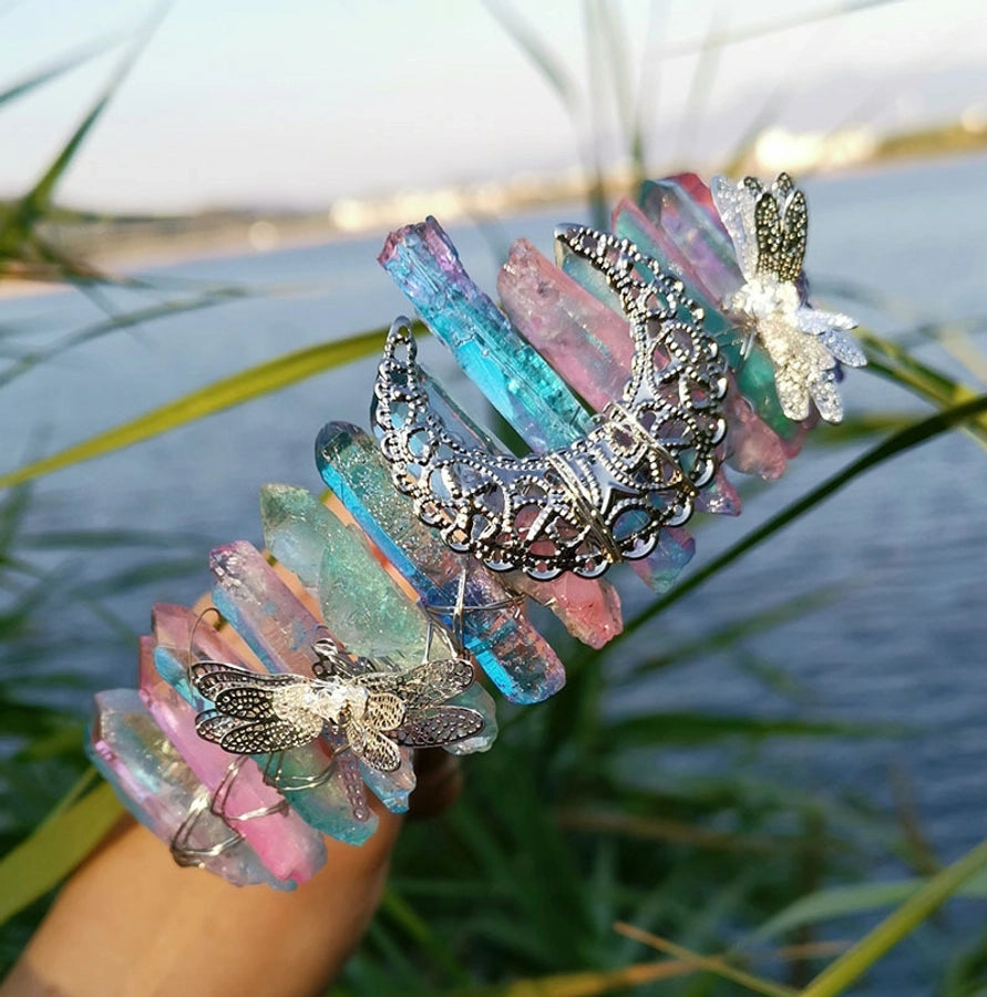 Women's Simple Style Commute Color Block Alloy Inlay Natural Stone Gem Crystal Crown