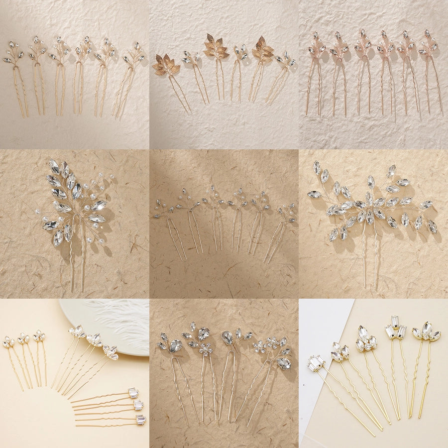 Antique U-shaped Hairpin Hair Accessories Simple Rhinestone Pin Hairpin Photography Portrait High-end Hair Hairpin