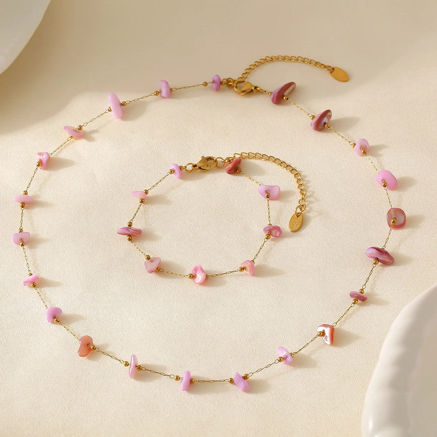 Geometric Natural Stone Necklace Bracelet Affordable Luxury Fashion Sense Stainless Steel Chain  Personalized Jewelry Suit