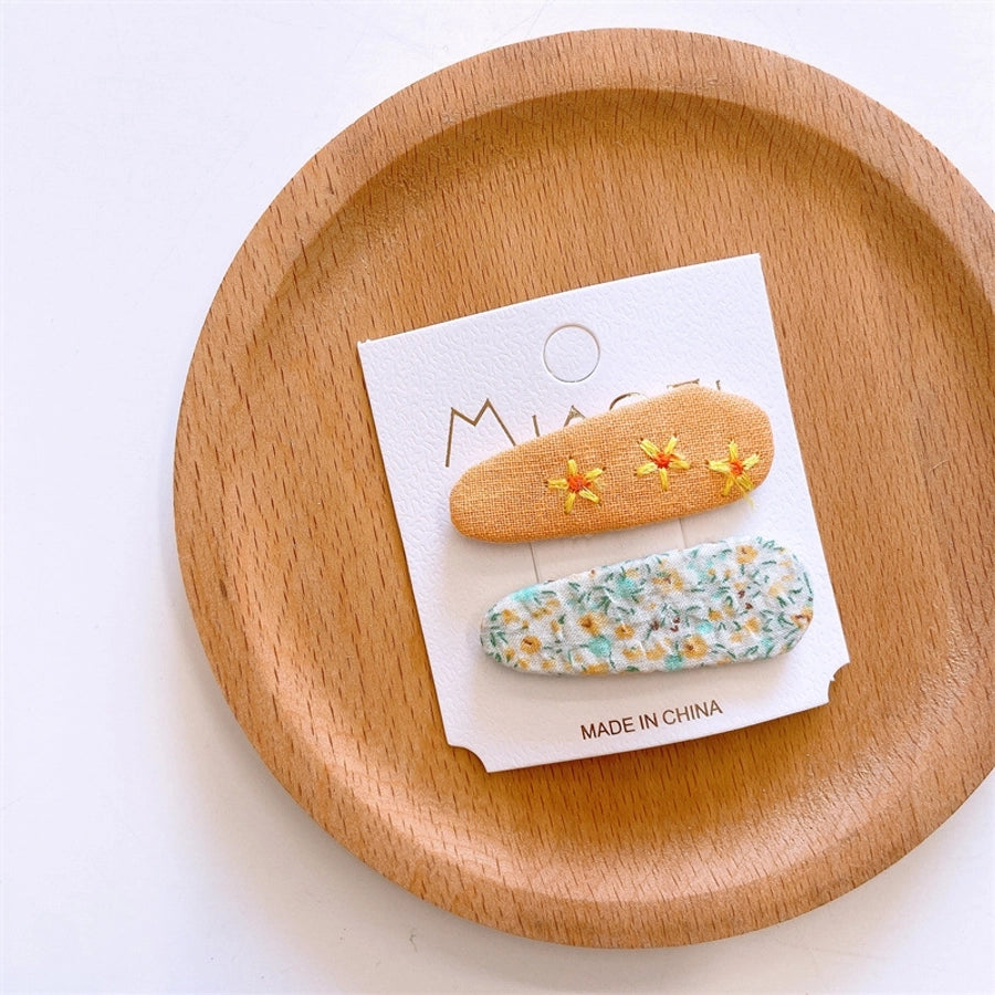 Girl'S Simple Style Classic Style Flower Cloth Contrast Collar Hair Clip