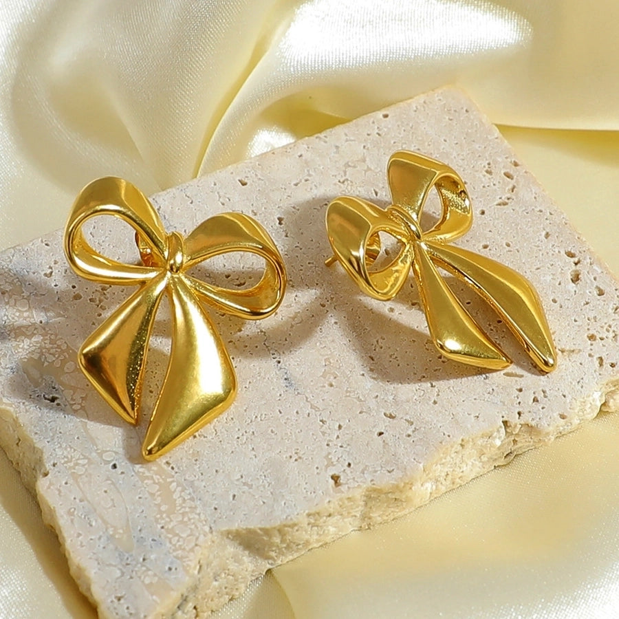 1 Pair Vintage Style Classic Style Bow Knot Plating 304 Stainless Steel Ear Studs