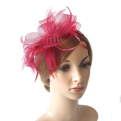 wave elastic net handmade bow feather hair accessories performance banquet accessories