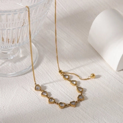 Jewelry Casual Commute Flower Butterfly 304 Stainless Steel Zircon 18K Gold Plated Inlay Pendant Necklace