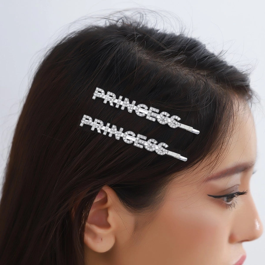 elegant sweet letter alloy plating inlay rhinestones hair clip