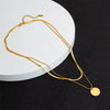 Jewelry Casual Simple Style Round Letter Titanium Steel Double Layer Necklaces